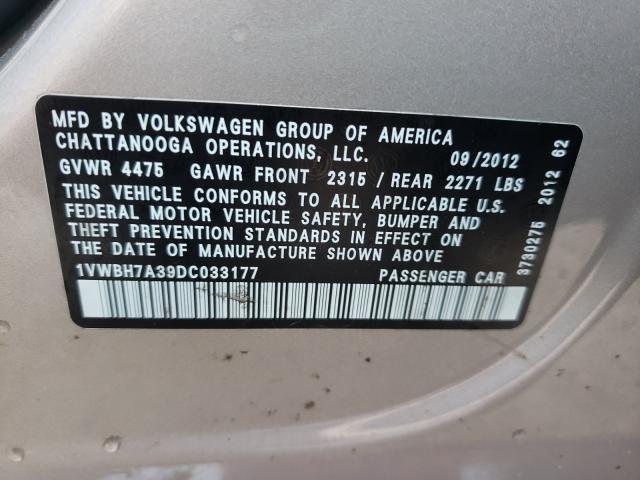 Photo 9 VIN: 1VWBH7A39DC033177 - VOLKSWAGEN PASSAT 