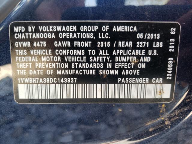 Photo 9 VIN: 1VWBH7A39DC143937 - VOLKSWAGEN PASSAT 