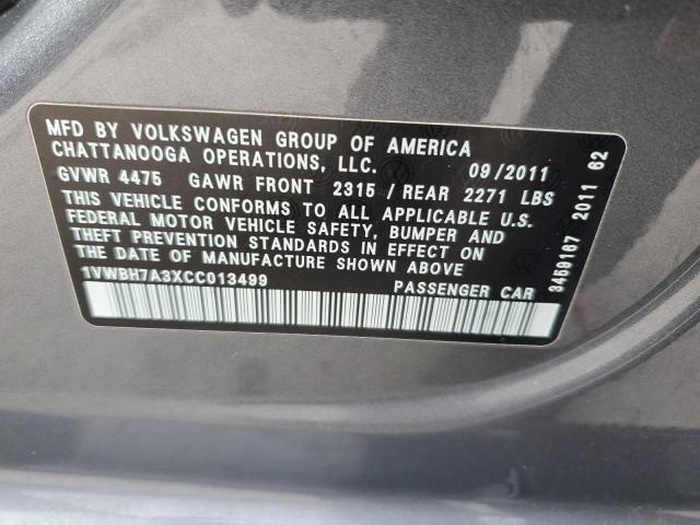 Photo 11 VIN: 1VWBH7A3XCC013499 - VOLKSWAGEN PASSAT 