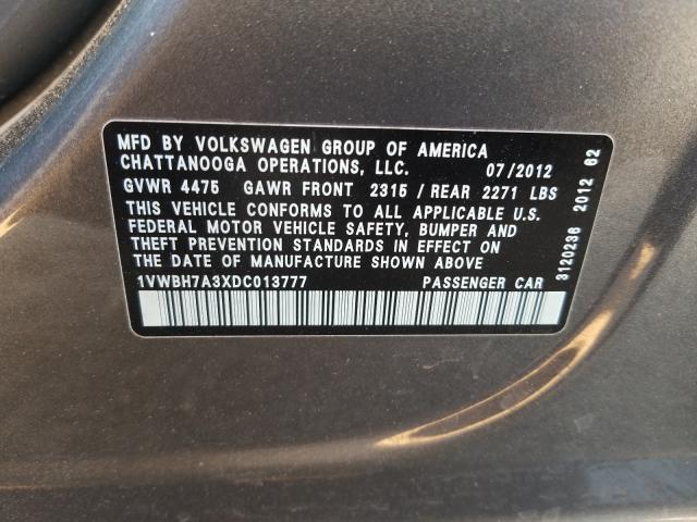 Photo 9 VIN: 1VWBH7A3XDC013777 - VOLKSWAGEN PASSAT SE 