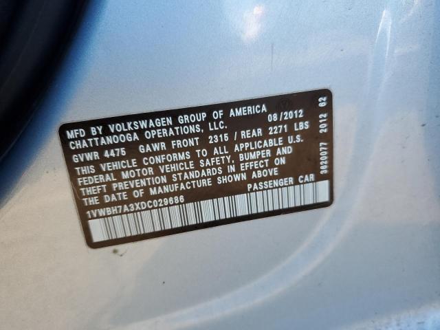 Photo 11 VIN: 1VWBH7A3XDC029686 - VOLKSWAGEN PASSAT SE 