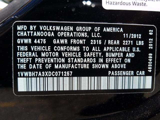 Photo 9 VIN: 1VWBH7A3XDC071257 - VOLKSWAGEN PASSAT 