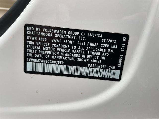 Photo 9 VIN: 1VWBM7A38CC087659 - VOLKSWAGEN PASSAT 