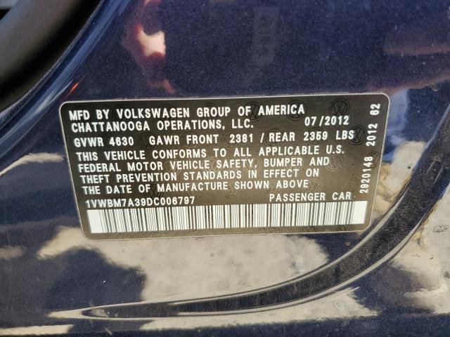 Photo 9 VIN: 1VWBM7A39DC006797 - VOLKSWAGEN PASSAT 