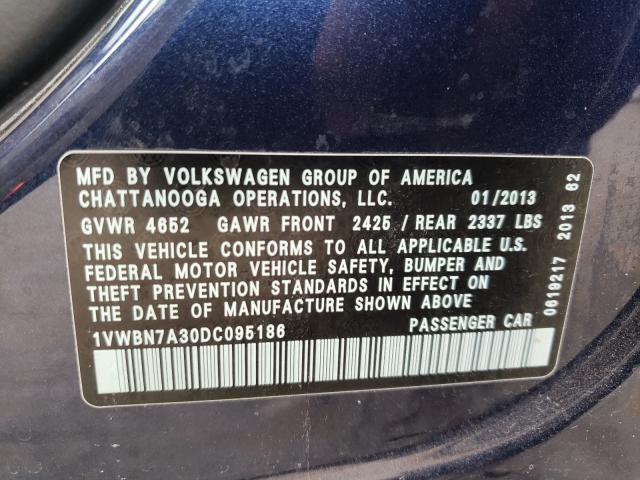 Photo 9 VIN: 1VWBN7A30DC095186 - VOLKSWAGEN PASSAT SE 