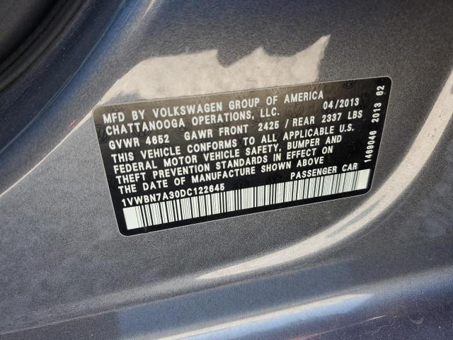 Photo 9 VIN: 1VWBN7A30DC122645 - VOLKSWAGEN PASSAT 