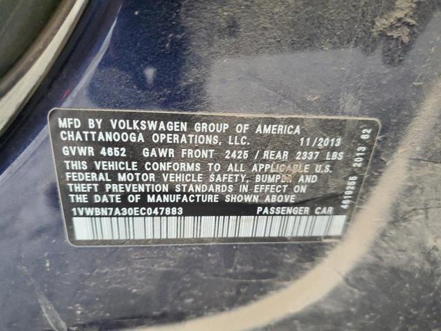 Photo 12 VIN: 1VWBN7A30EC047883 - VOLKSWAGEN PASSAT SE 