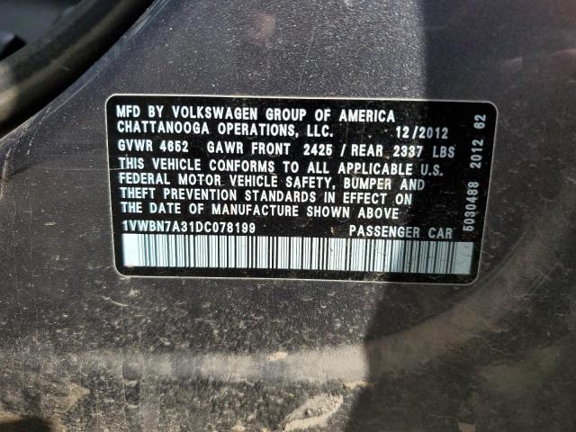 Photo 11 VIN: 1VWBN7A31DC078199 - VOLKSWAGEN PASSAT 