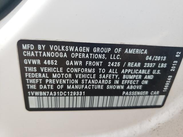 Photo 9 VIN: 1VWBN7A31DC129331 - VOLKSWAGEN PASSAT 