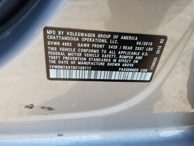 Photo 9 VIN: 1VWBN7A31DC129717 - VOLKSWAGEN PASSAT 