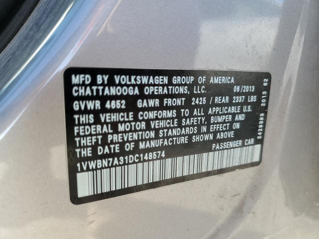 Photo 11 VIN: 1VWBN7A31DC148574 - VOLKSWAGEN PASSAT 