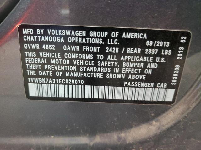 Photo 11 VIN: 1VWBN7A31EC029070 - VOLKSWAGEN PASSAT SE 