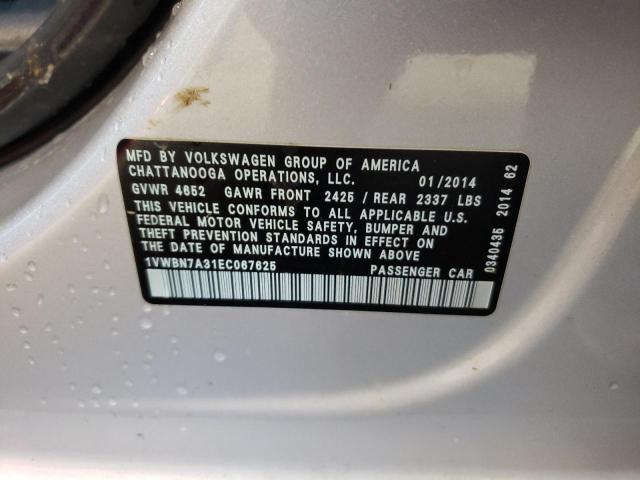 Photo 11 VIN: 1VWBN7A31EC067625 - VOLKSWAGEN PASSAT SE 