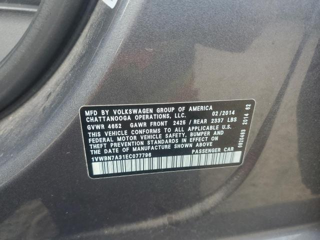 Photo 11 VIN: 1VWBN7A31EC077796 - VOLKSWAGEN PASSAT 