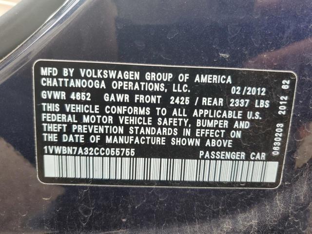 Photo 11 VIN: 1VWBN7A32CC055755 - VOLKSWAGEN PASSAT 