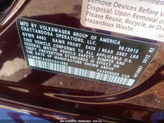 Photo 8 VIN: 1VWBN7A32DC041582 - VOLKSWAGEN PASSAT 