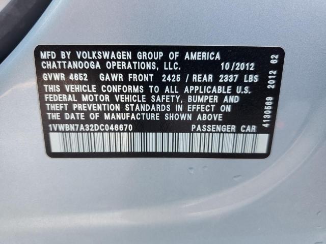 Photo 12 VIN: 1VWBN7A32DC046670 - VOLKSWAGEN PASSAT SE 