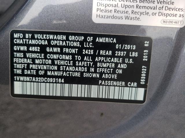 Photo 9 VIN: 1VWBN7A32DC093164 - VOLKSWAGEN PASSAT 