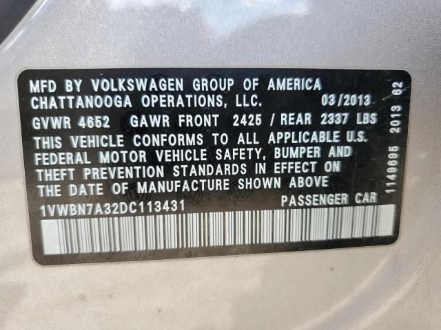 Photo 12 VIN: 1VWBN7A32DC113431 - VOLKSWAGEN PASSAT 