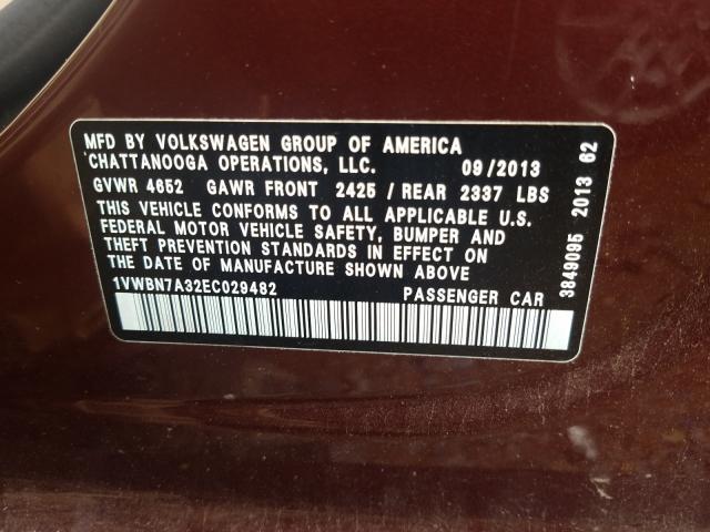 Photo 9 VIN: 1VWBN7A32EC029482 - VOLKSWAGEN PASSAT 