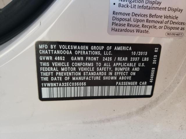 Photo 11 VIN: 1VWBN7A32EC035055 - VOLKSWAGEN PASSAT SE 