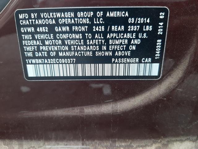 Photo 11 VIN: 1VWBN7A32EC090377 - VOLKSWAGEN PASSAT 