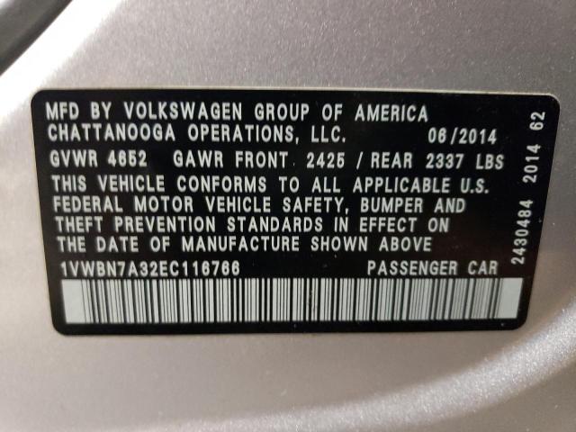 Photo 11 VIN: 1VWBN7A32EC116766 - VOLKSWAGEN PASSAT 