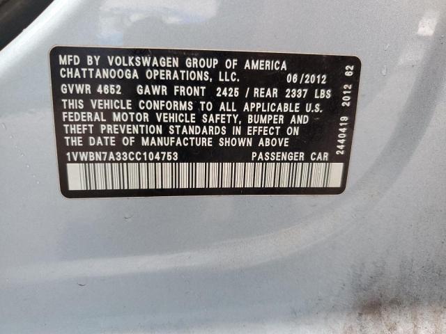 Photo 11 VIN: 1VWBN7A33CC104753 - VOLKSWAGEN PASSAT 