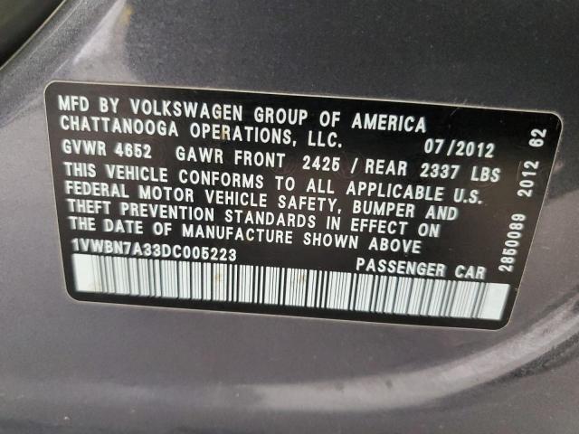 Photo 11 VIN: 1VWBN7A33DC005223 - VOLKSWAGEN PASSAT SE 