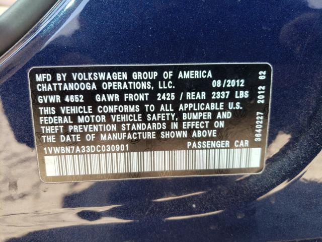 Photo 9 VIN: 1VWBN7A33DC030901 - VOLKSWAGEN PASSAT 