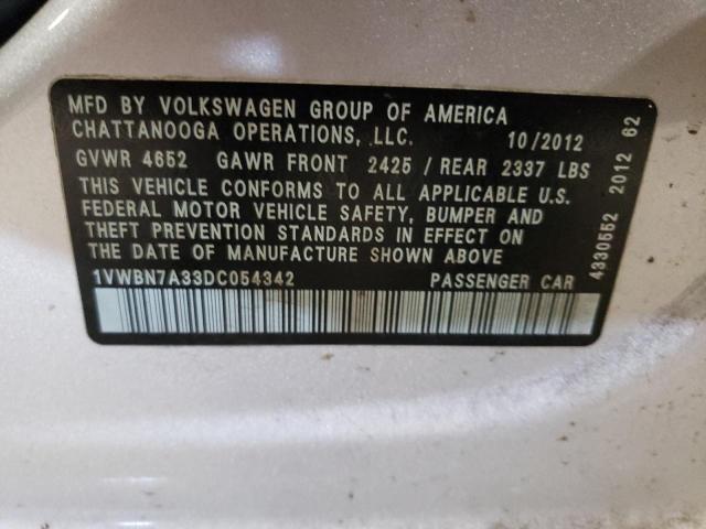 Photo 11 VIN: 1VWBN7A33DC054342 - VOLKSWAGEN PASSAT 