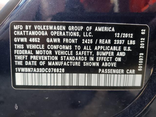 Photo 9 VIN: 1VWBN7A33DC076826 - VOLKSWAGEN PASSAT 