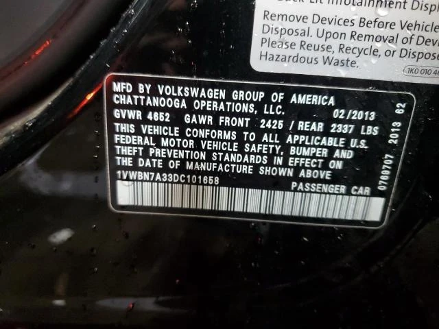 Photo 11 VIN: 1VWBN7A33DC101658 - VOLKSWAGEN PASSAT 