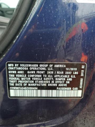 Photo 11 VIN: 1VWBN7A34EC039494 - VOLKSWAGEN PASSAT 