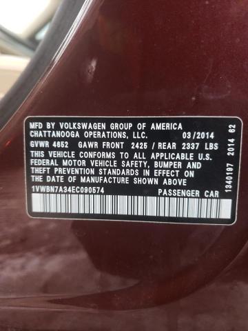 Photo 11 VIN: 1VWBN7A34EC090574 - VOLKSWAGEN PASSAT 