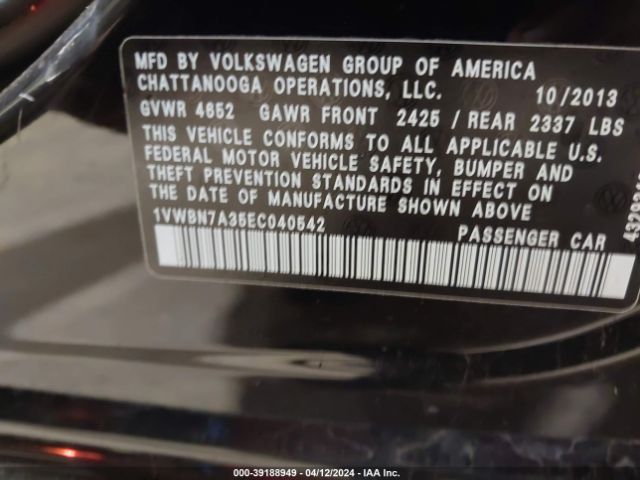 Photo 8 VIN: 1VWBN7A35EC040542 - VOLKSWAGEN PASSAT 