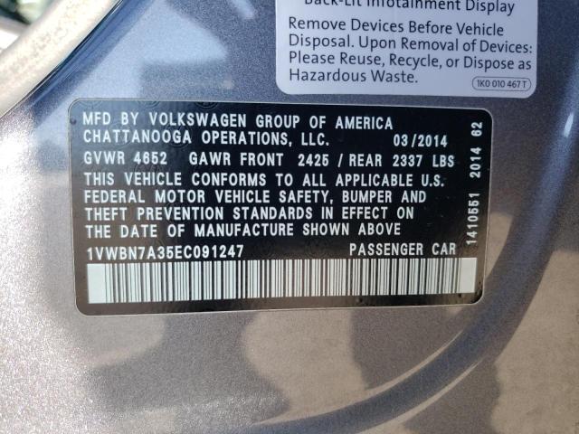 Photo 11 VIN: 1VWBN7A35EC091247 - VOLKSWAGEN PASSAT 