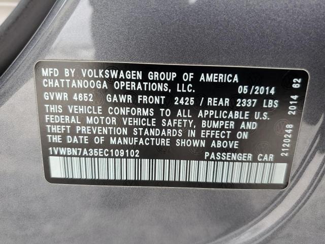 Photo 11 VIN: 1VWBN7A35EC109102 - VOLKSWAGEN PASSAT 