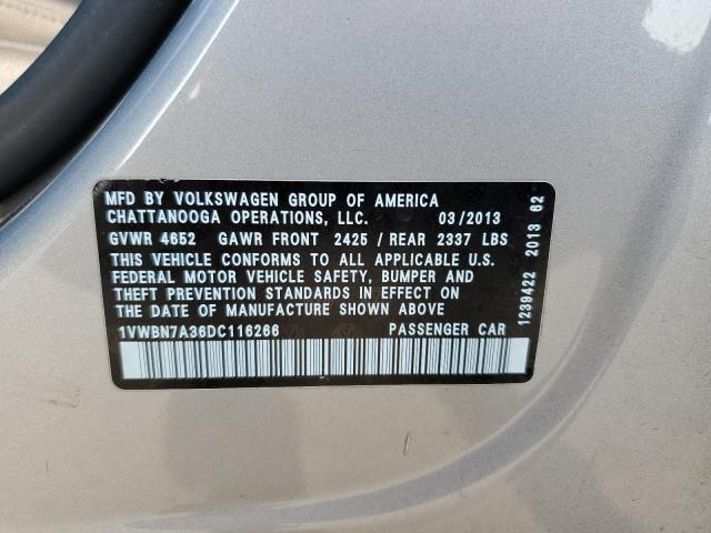 Photo 12 VIN: 1VWBN7A36DC116266 - VOLKSWAGEN PASSAT 