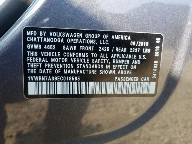 Photo 9 VIN: 1VWBN7A36EC018565 - VOLKSWAGEN PASSAT 