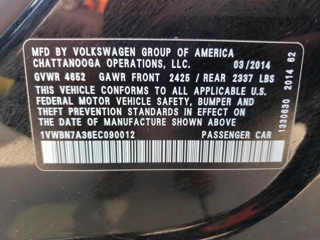 Photo 9 VIN: 1VWBN7A36EC090012 - VOLKSWAGEN PASSAT 