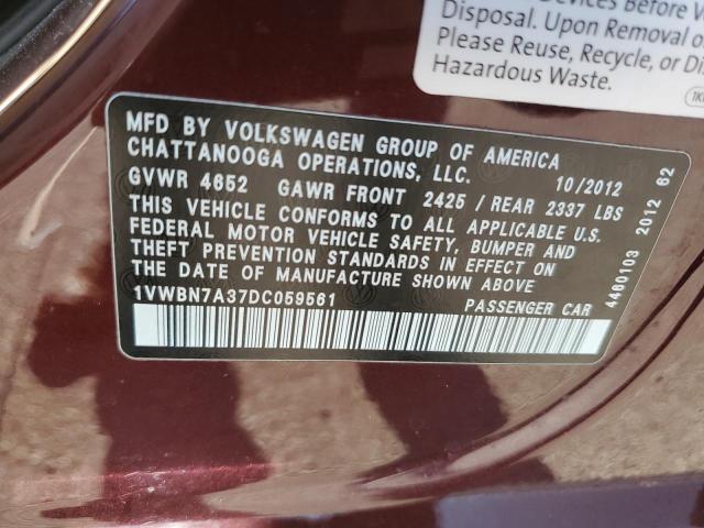 Photo 11 VIN: 1VWBN7A37DC059561 - VOLKSWAGEN PASSAT SE 