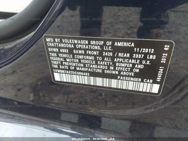 Photo 8 VIN: 1VWBN7A37DC066462 - VOLKSWAGEN PASSAT 