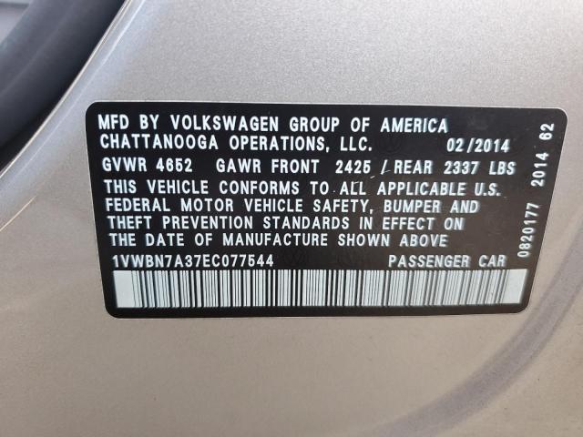 Photo 11 VIN: 1VWBN7A37EC077544 - VOLKSWAGEN PASSAT 