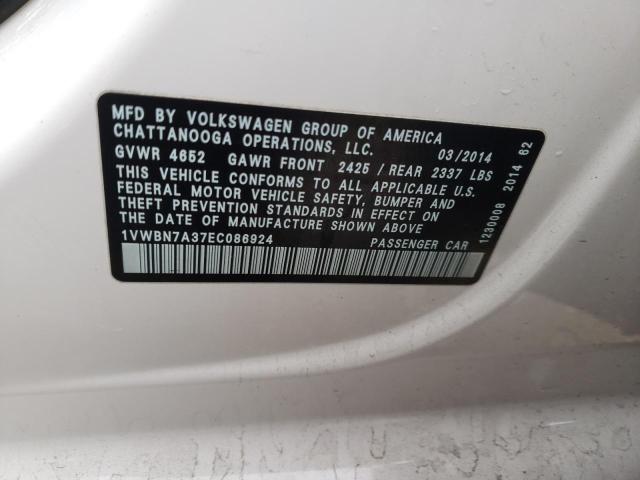 Photo 11 VIN: 1VWBN7A37EC086924 - VOLKSWAGEN PASSAT 