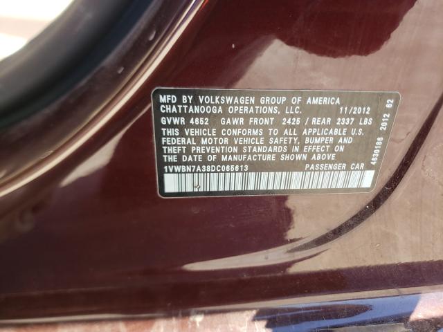 Photo 9 VIN: 1VWBN7A38DC065613 - VOLKSWAGEN PASSAT 