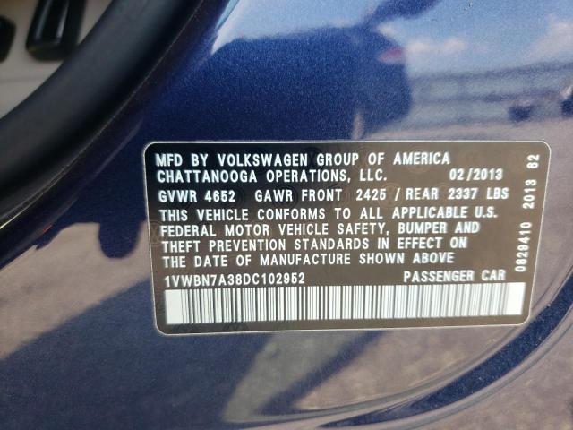 Photo 11 VIN: 1VWBN7A38DC102952 - VOLKSWAGEN PASSAT 