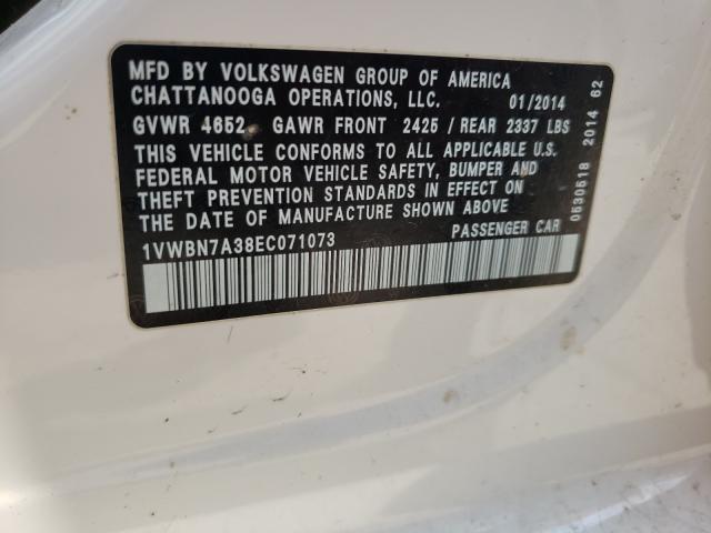 Photo 9 VIN: 1VWBN7A38EC071073 - VOLKSWAGEN PASSAT 