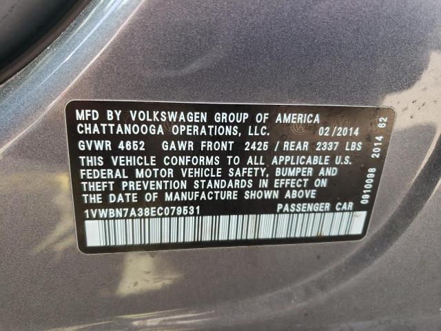 Photo 11 VIN: 1VWBN7A38EC079531 - VOLKSWAGEN PASSAT 