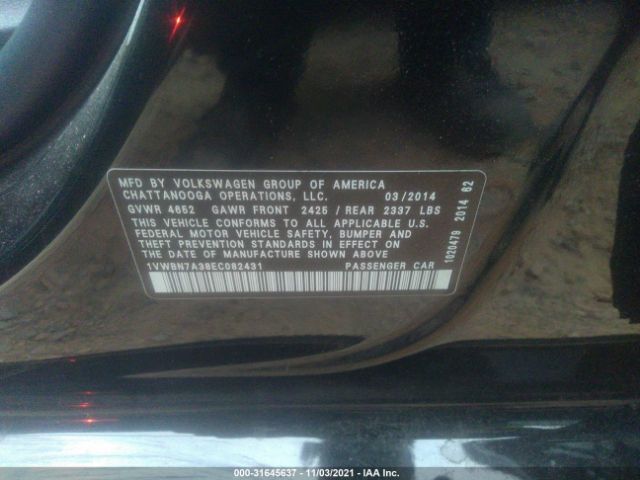 Photo 8 VIN: 1VWBN7A38EC082431 - VOLKSWAGEN PASSAT 